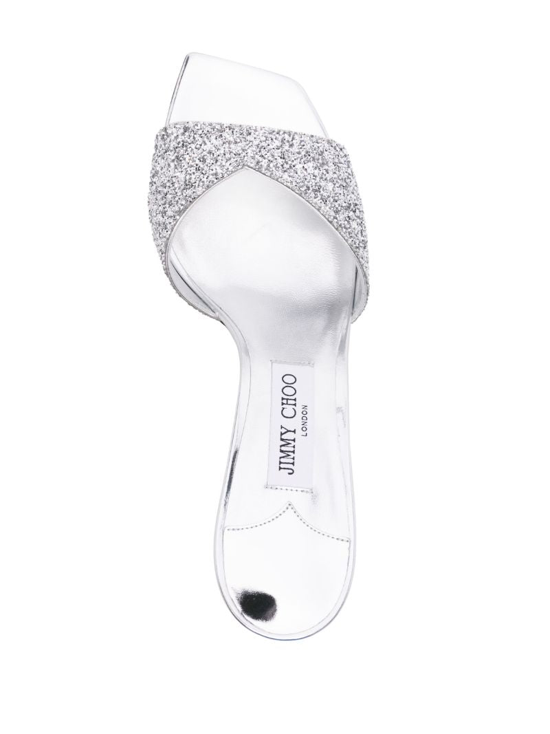 Silver Skye 70 Glitter Mules
