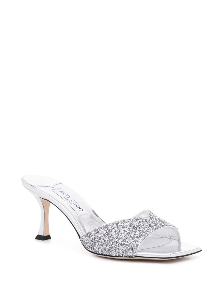 Silver Skye 70 Glitter Mules