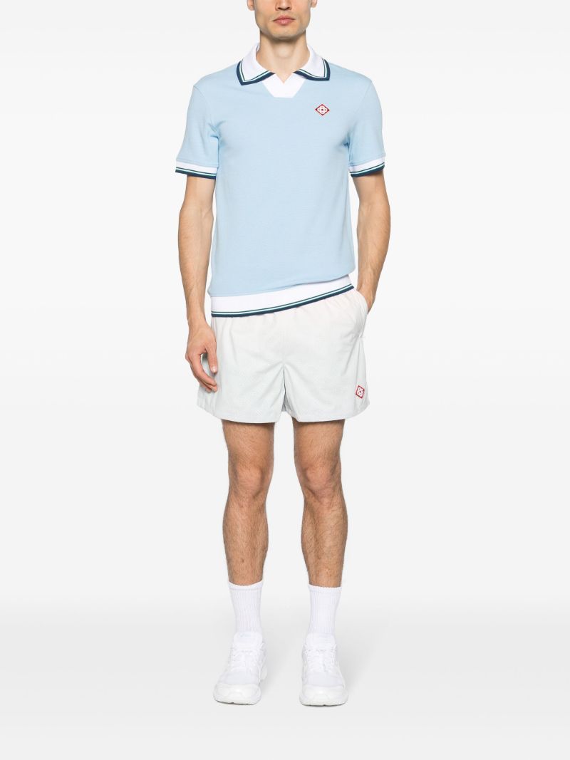 Sky Blue Logo Patch PiquÃ_x0083_Â© Cotton Polo Shirt