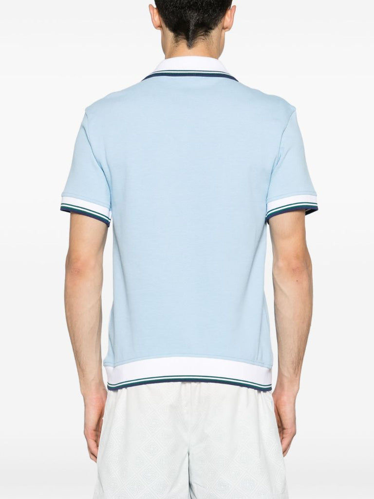 Sky Blue Logo Patch PiquÃ_x0083_Â© Cotton Polo Shirt