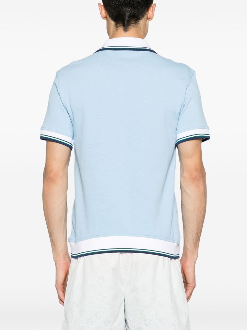 Sky Blue Logo Patch PiquÃ_x0083_Â© Cotton Polo Shirt