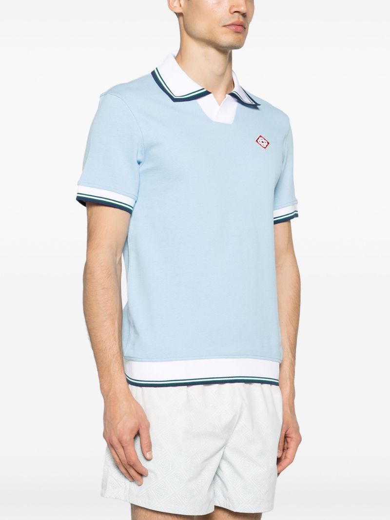 Sky Blue Logo Patch PiquÃ_x0083_Â© Cotton Polo Shirt