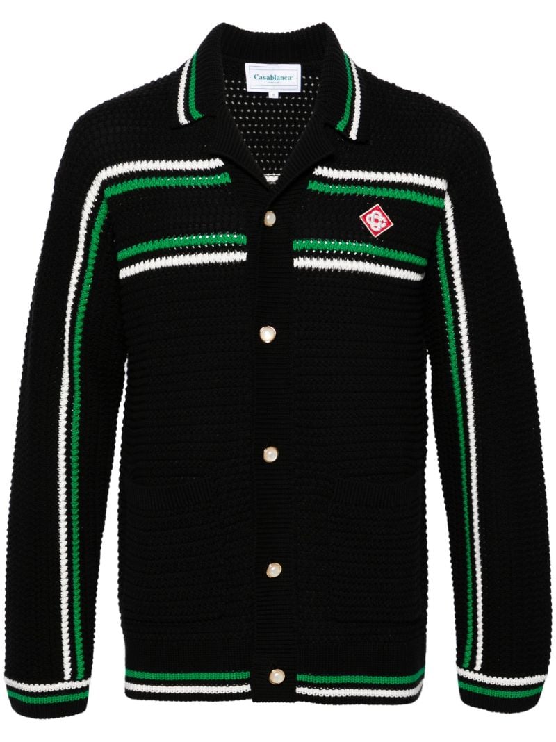 Black Striped Detailing Cotton Cardigan