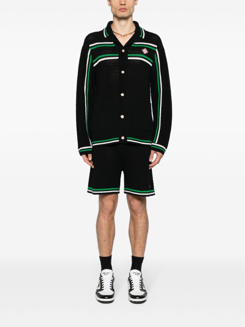 Black Striped Detailing Cotton Cardigan