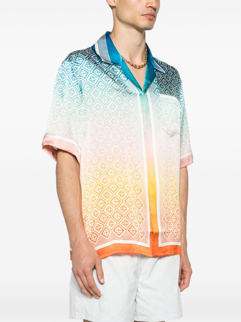 Multicolour Diamond Monogram Silk Short-sleeved Shirt