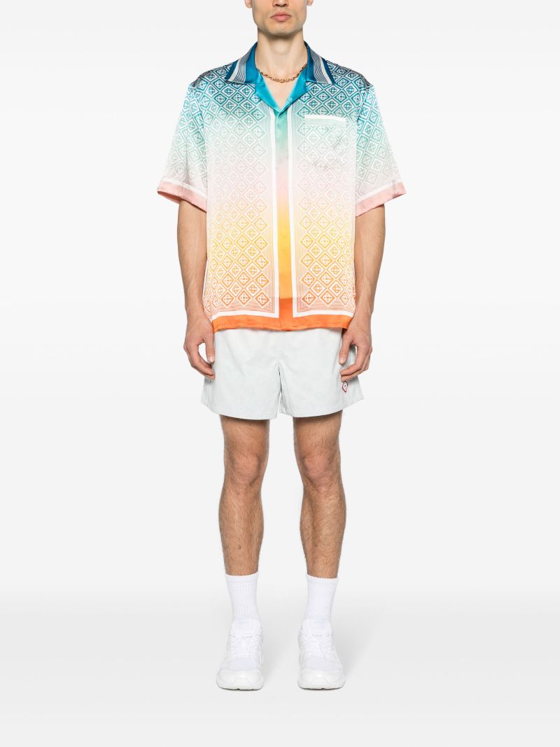 Multicolour Diamond Monogram Silk Short-sleeved Shirt