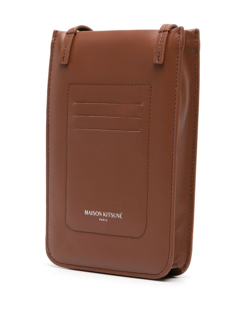 Brown Fox Plaque Leather Crossbody Bag