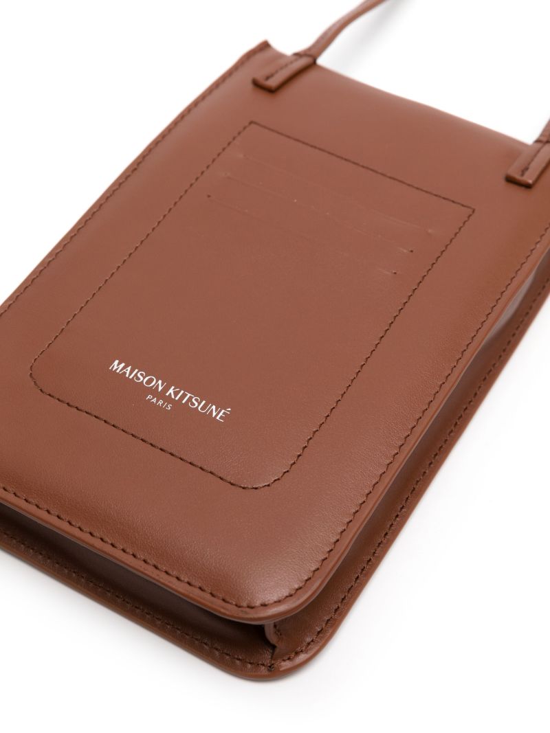 Brown Fox Plaque Leather Crossbody Bag