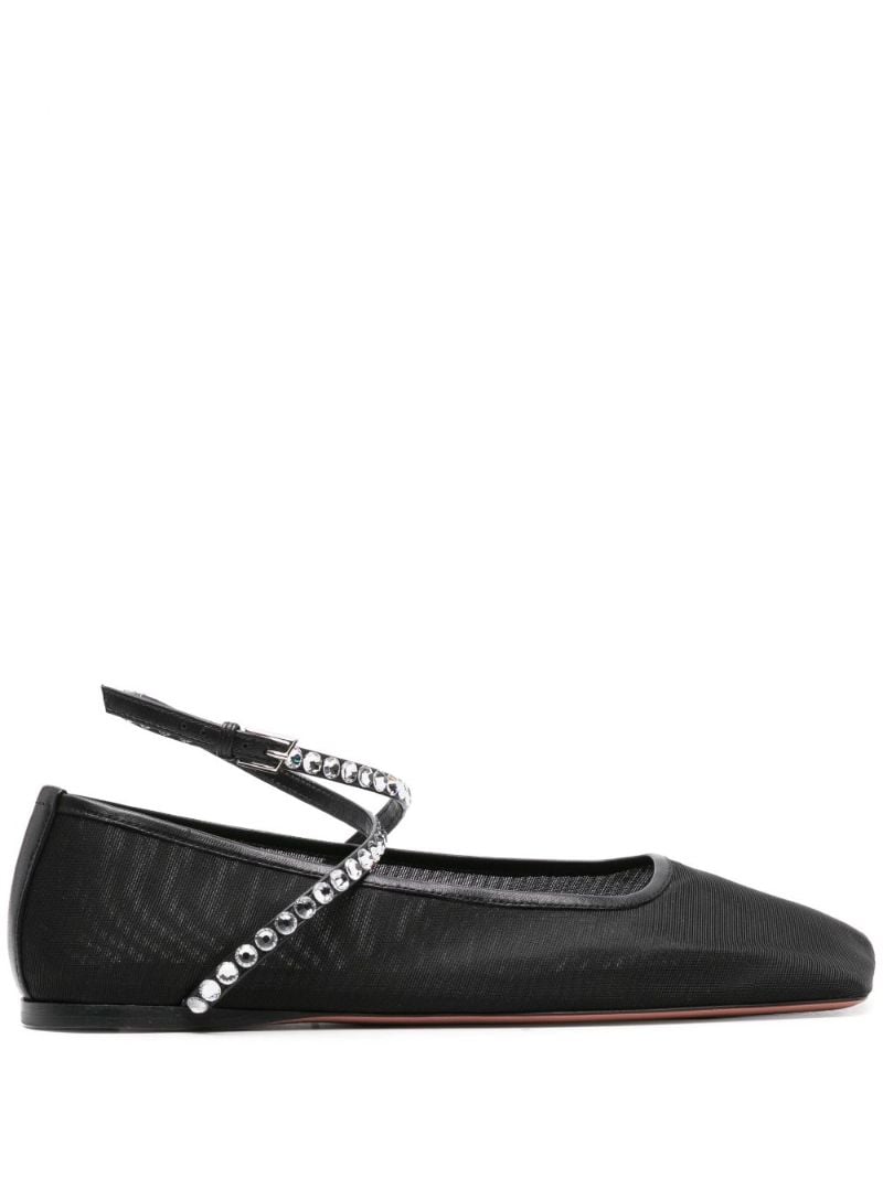 Black Ane Mesh Crystal Ballerina Flats