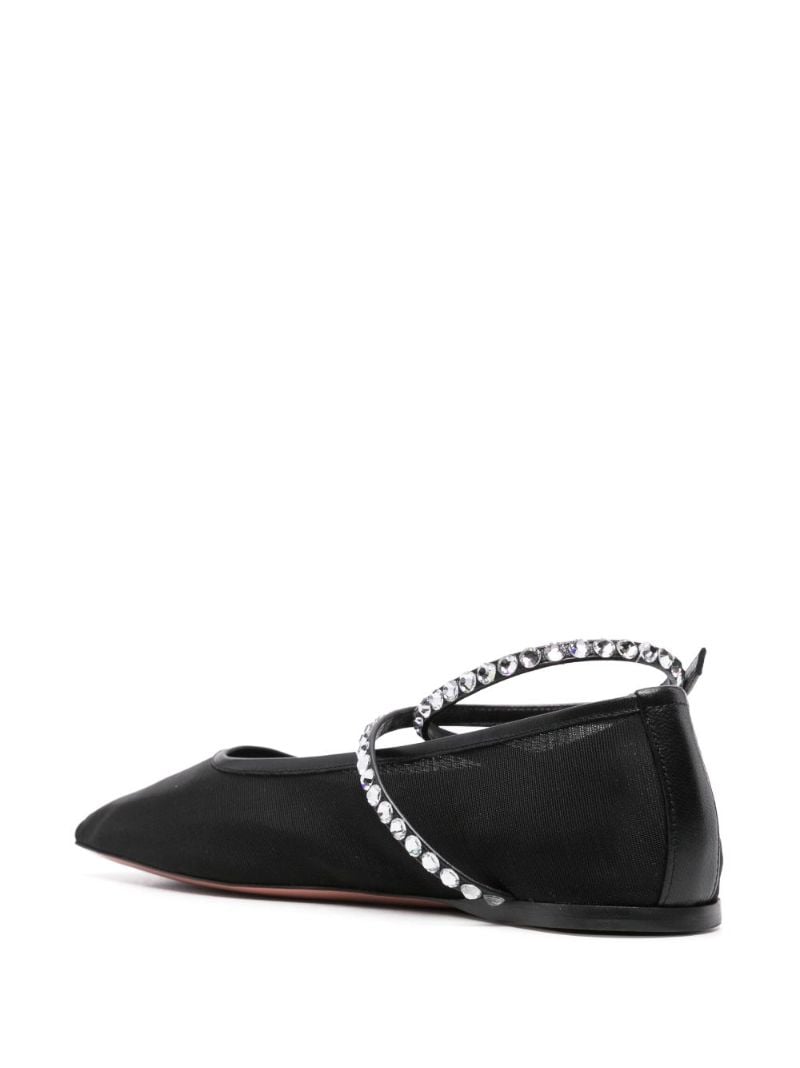 Black Ane Mesh Crystal Ballerina Flats
