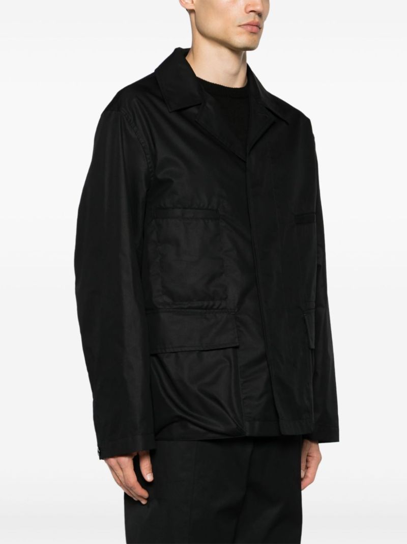 Black Single-breasted Gabardine Shirt Jacket