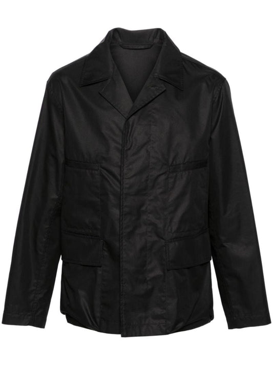 Black Single-breasted Gabardine Shirt Jacket