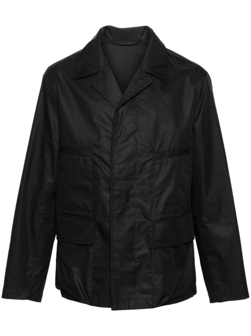 Black Single-breasted Gabardine Shirt Jacket