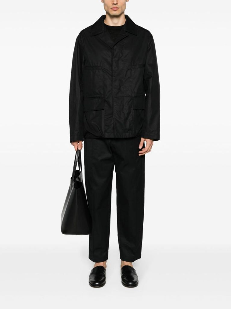 Black Single-breasted Gabardine Shirt Jacket