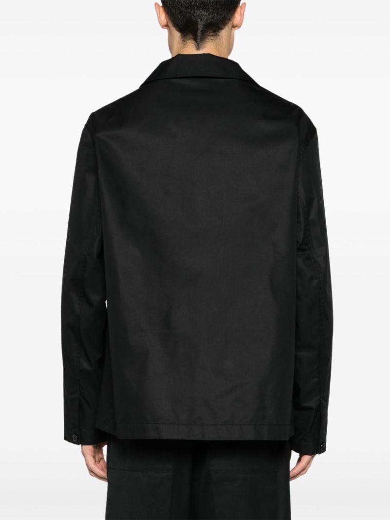 Black Single-breasted Gabardine Shirt Jacket