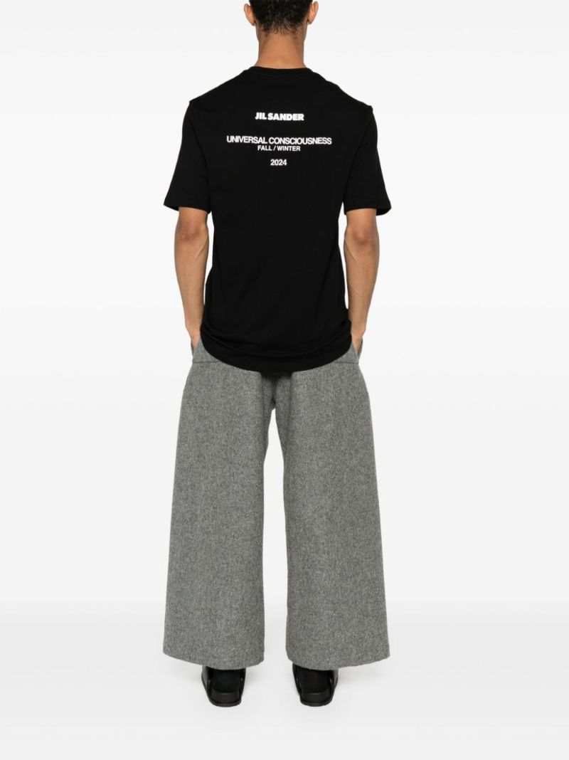 Black Slogan-print Cotton T-shirt