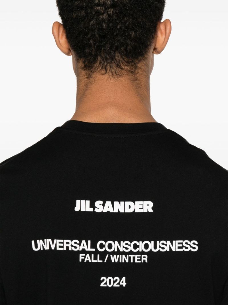 Black Slogan-print Cotton T-shirt