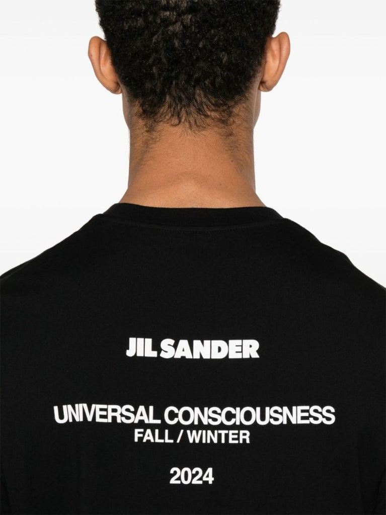 Black Slogan-print Cotton T-shirt
