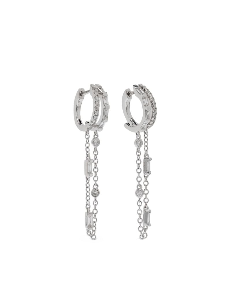 18k White Gold Double Mixed Fringe Diamond Earrings