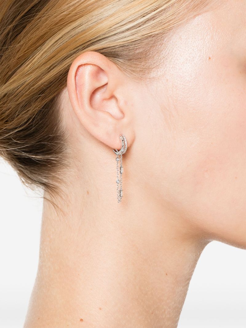 18k White Gold Double Mixed Fringe Diamond Earrings