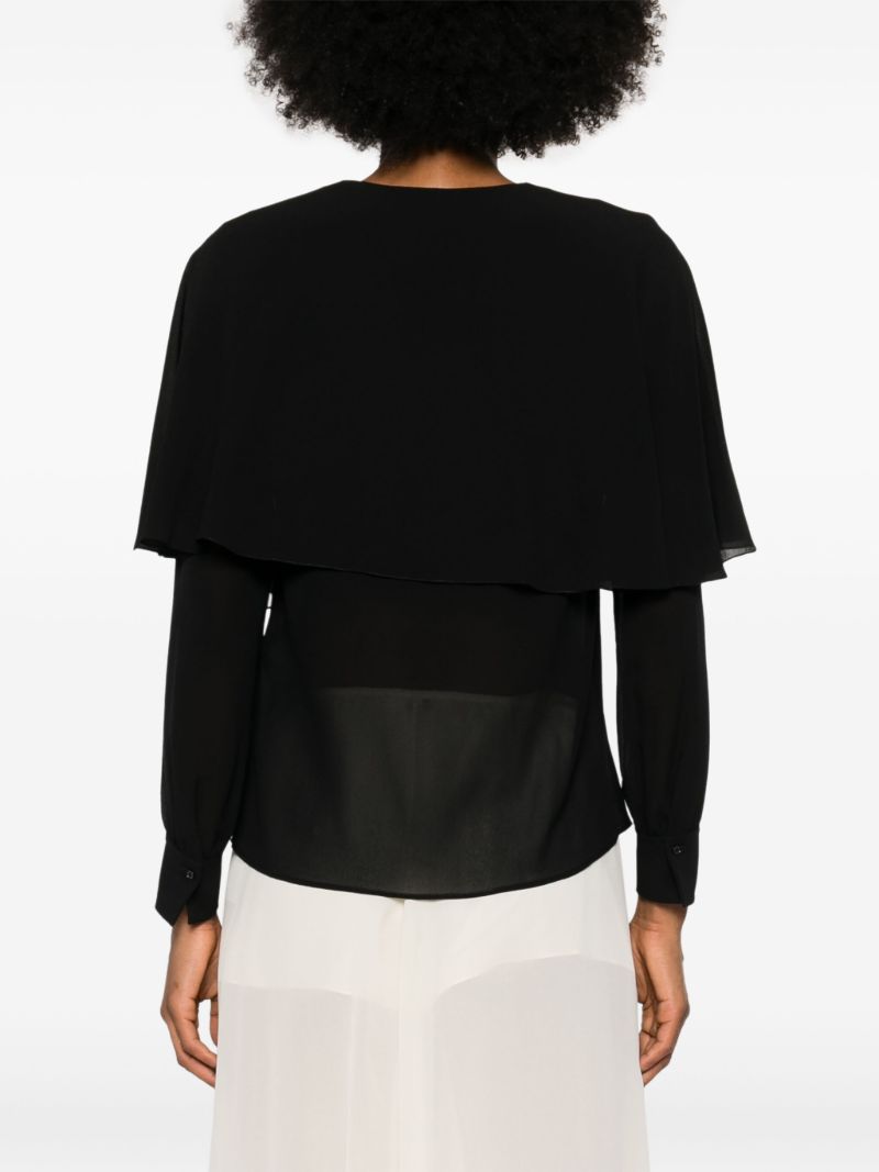 Black Silk Cape Blouse