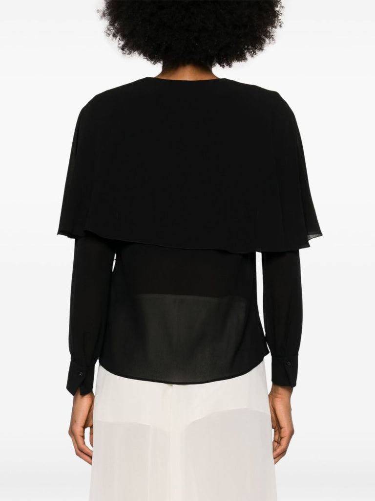 Black Silk Cape Blouse