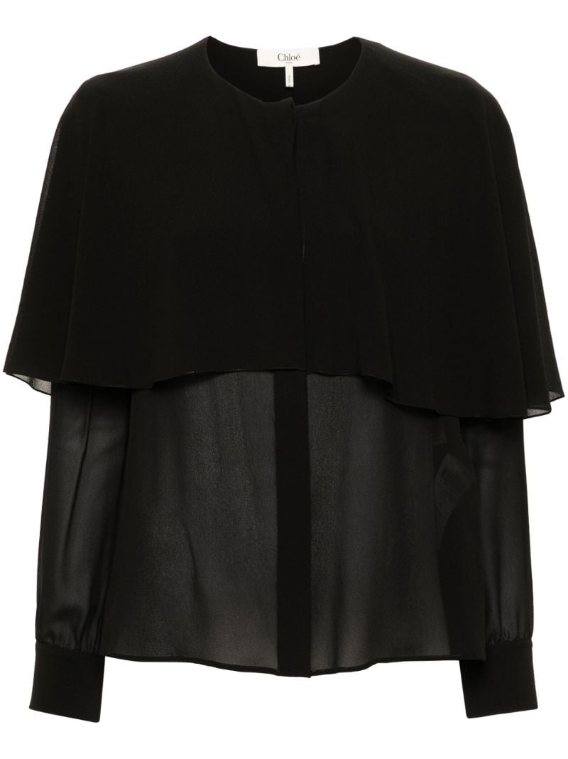 Black Silk Cape Blouse