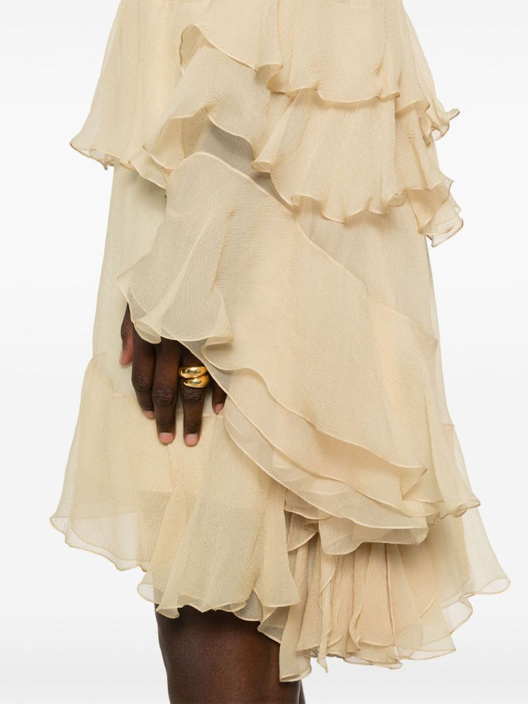 Ruffled Silk Mini Dress