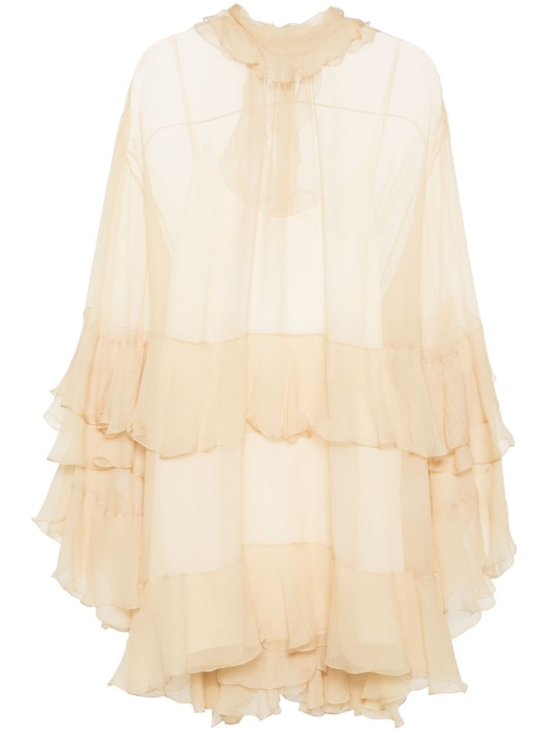 Ruffled Silk Mini Dress