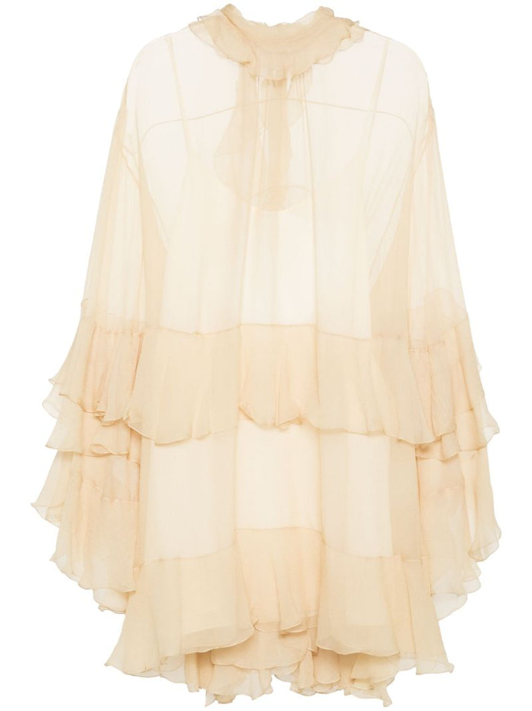 Ruffled Silk Mini Dress
