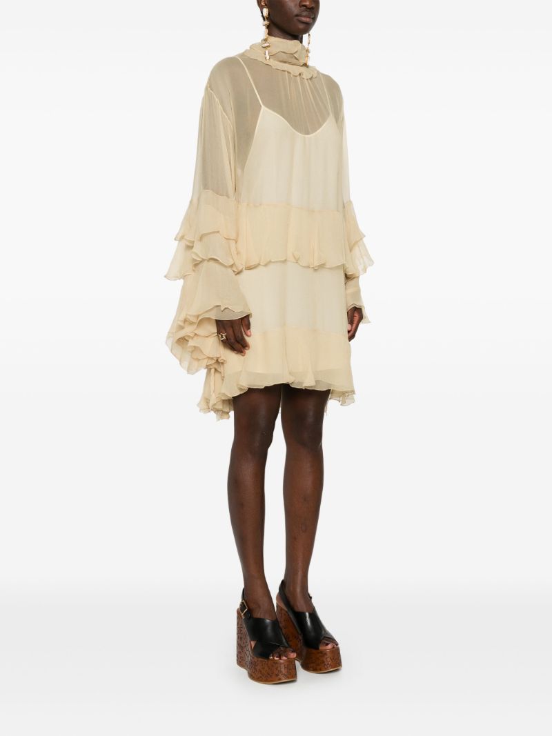 Ruffled Silk Mini Dress