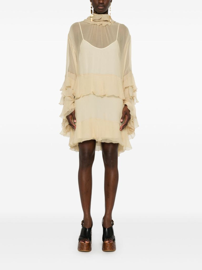 Ruffled Silk Mini Dress