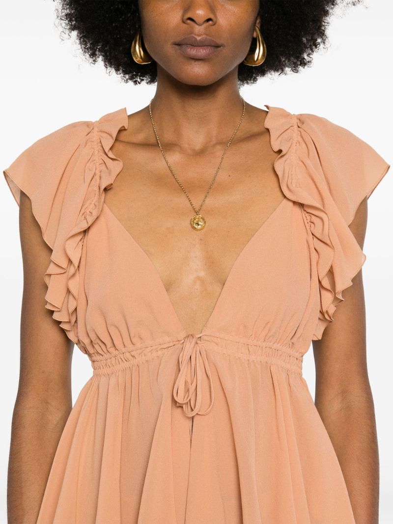 Orange Ruffled Silk Blouse