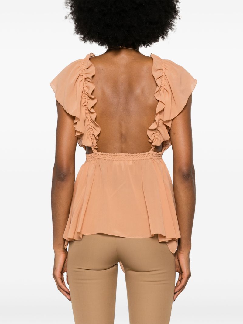 Orange Ruffled Silk Blouse