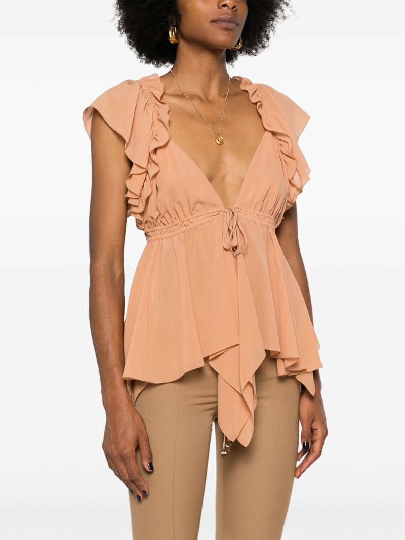 Orange Ruffled Silk Blouse