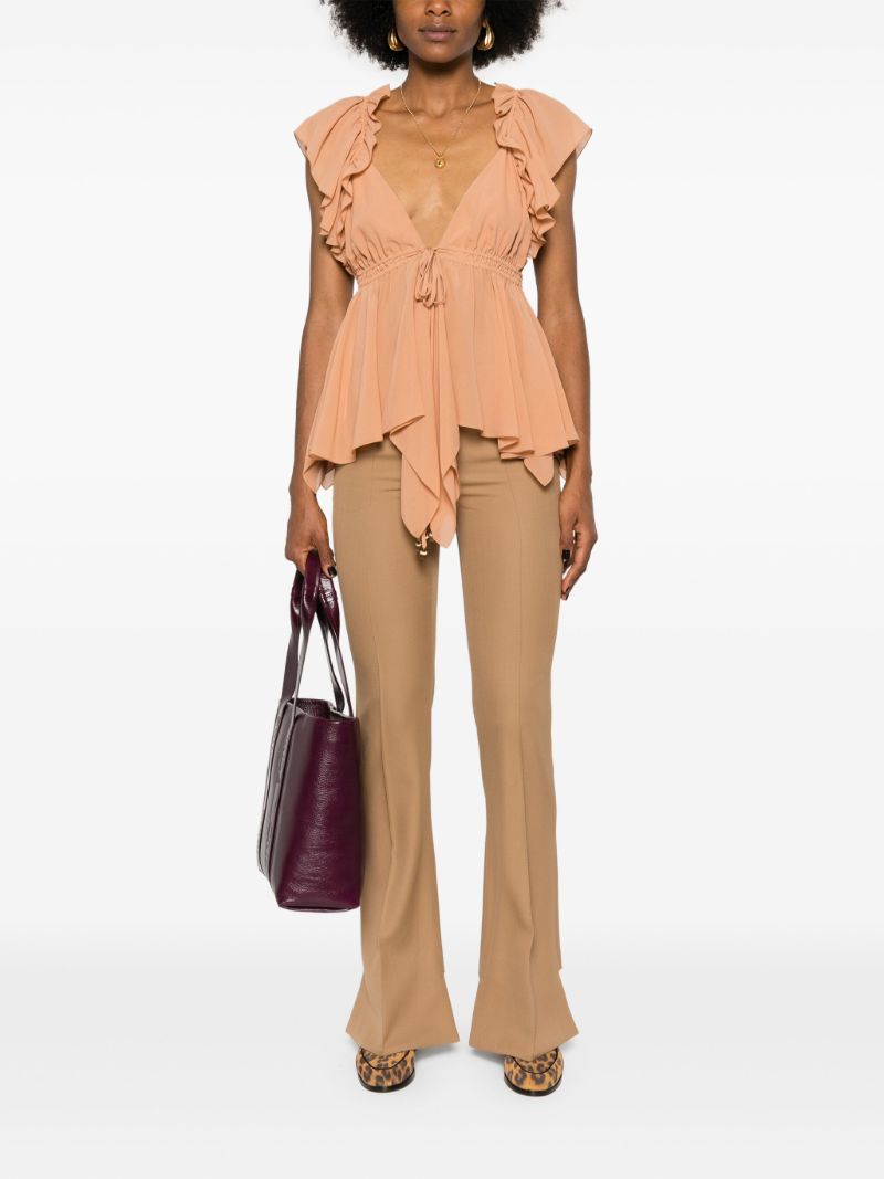 Orange Ruffled Silk Blouse