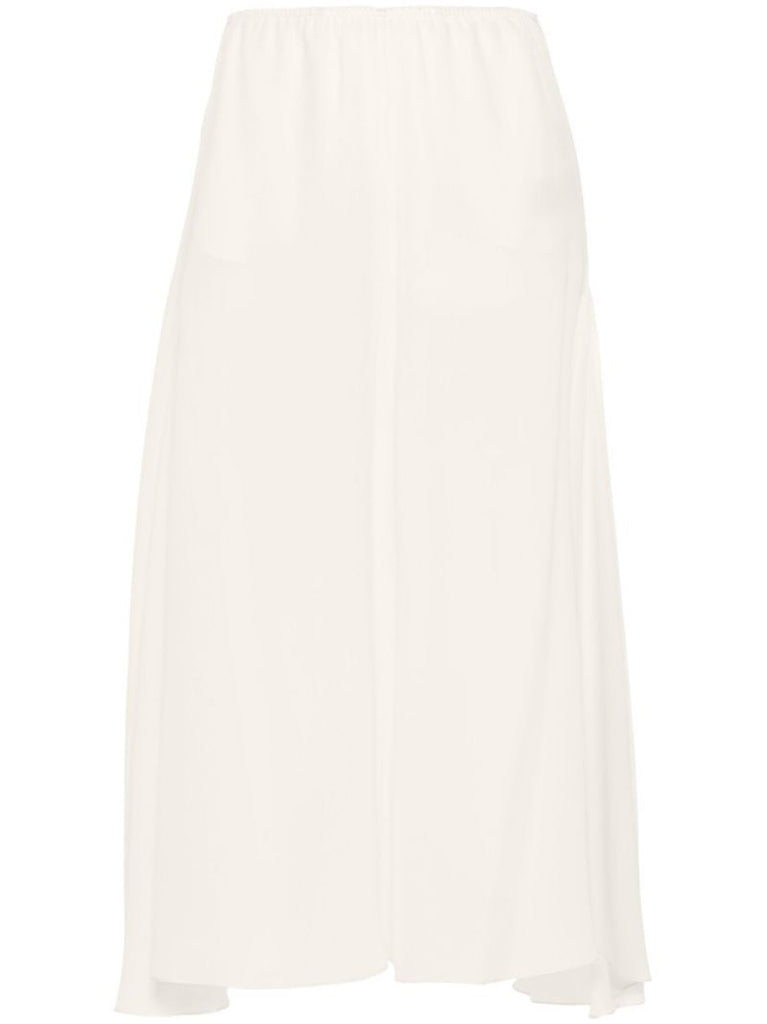 Neutral Wide-leg Silk Trousers