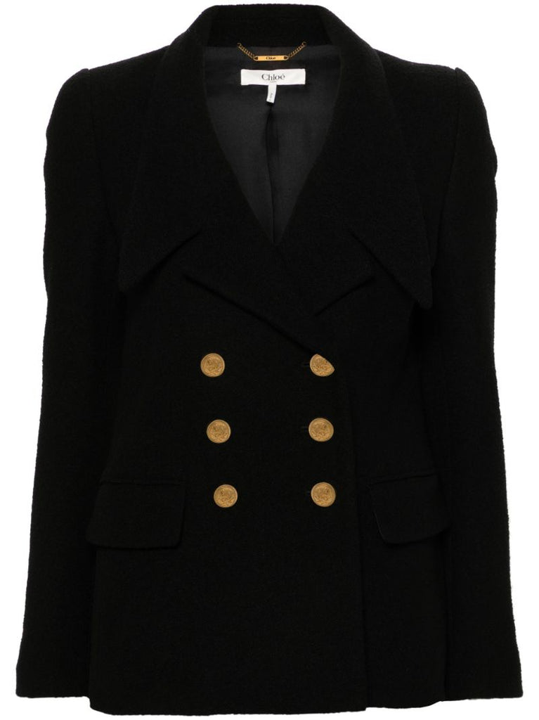 Black Double-breasted Bouclette Jacket