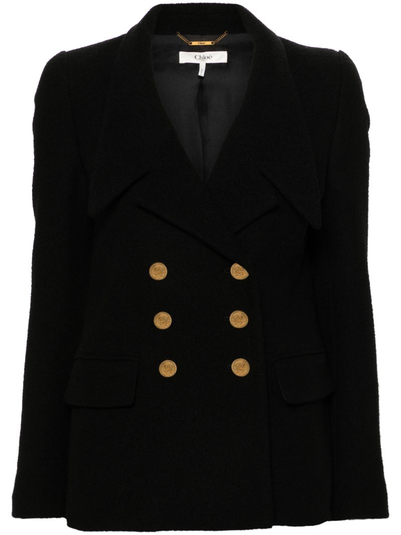Black Double-breasted Bouclette Jacket