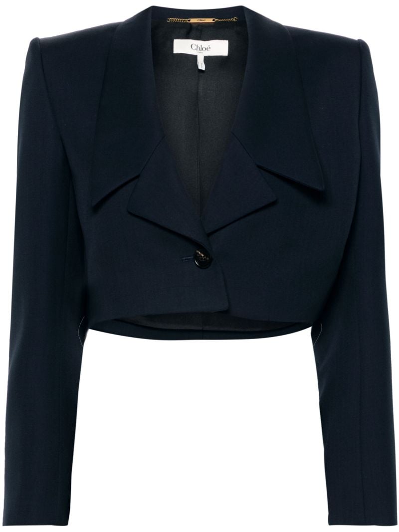 Blue Cropped Wool Spencer Jacket