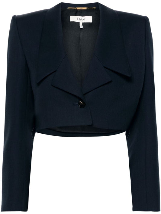Blue Cropped Wool Spencer Jacket