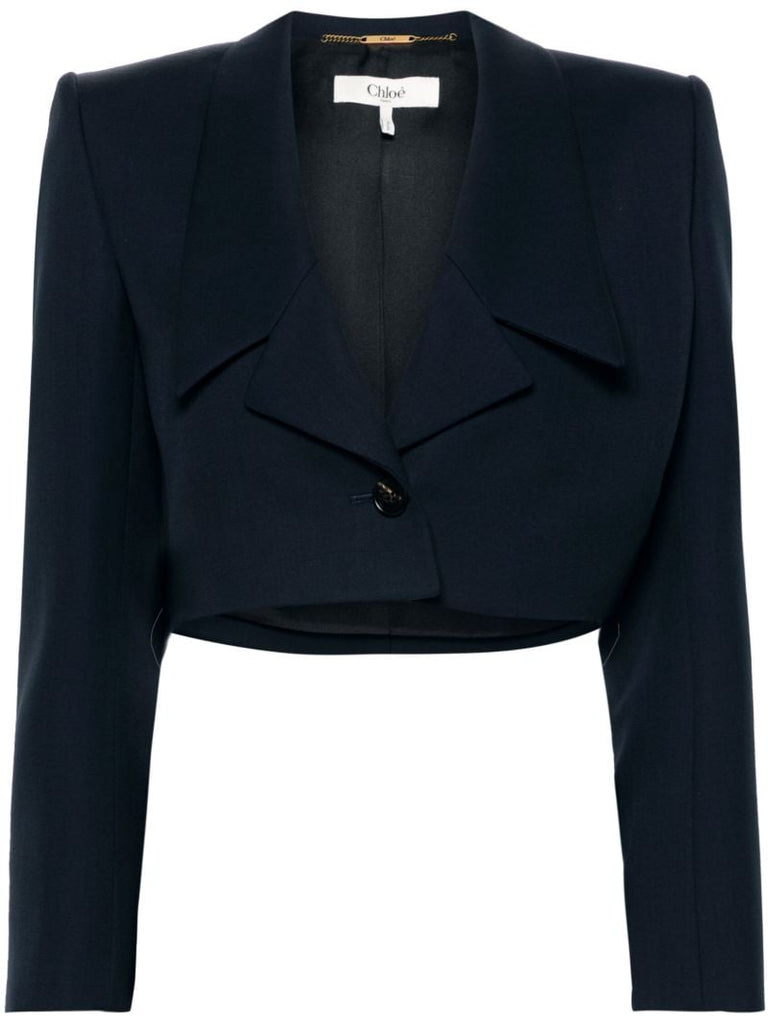 Blue Cropped Wool Spencer Jacket