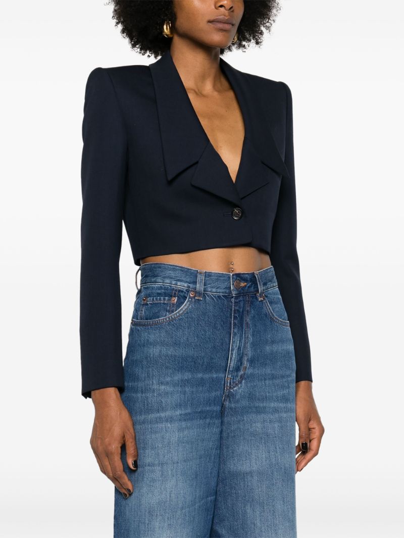 Blue Cropped Wool Spencer Jacket