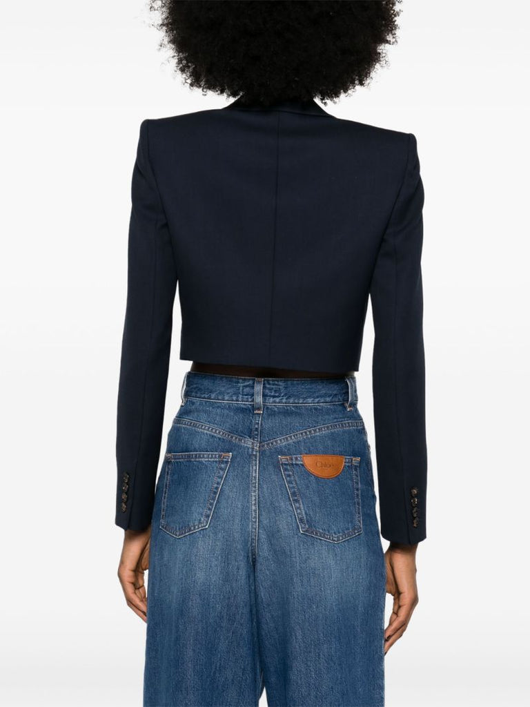 Blue Cropped Wool Spencer Jacket