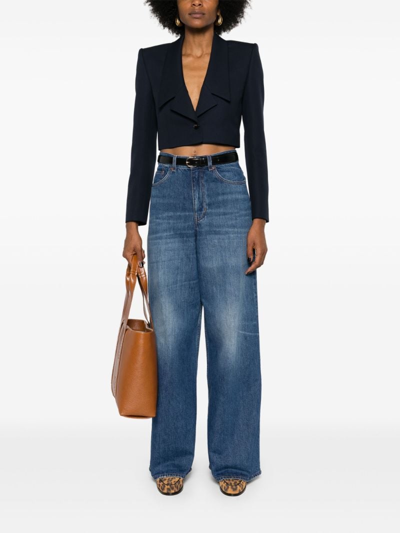 Blue Cropped Wool Spencer Jacket