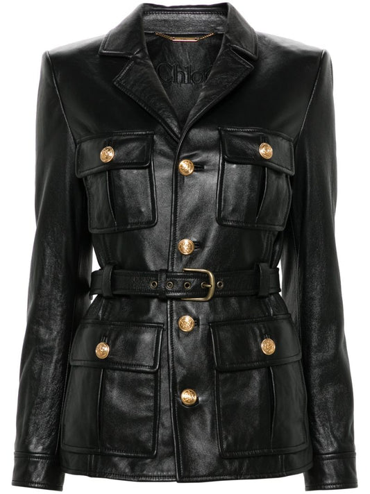 Black Belted Leather Jacket