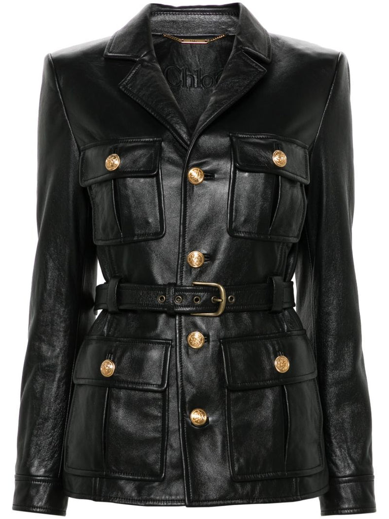 Black Belted Leather Jacket