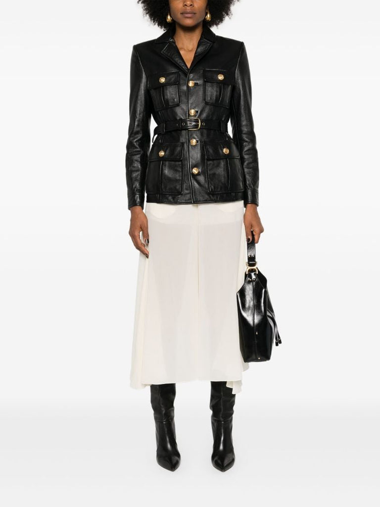 Black Belted Leather Jacket