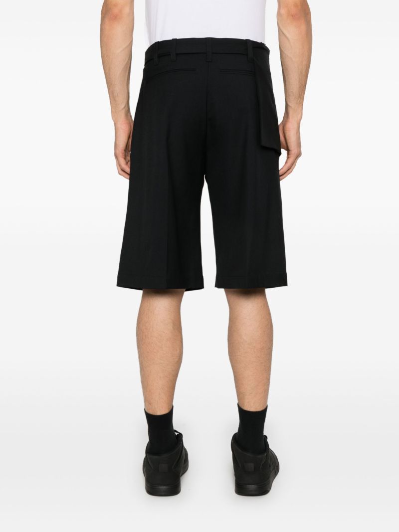 Black Twill Belted Shorts
