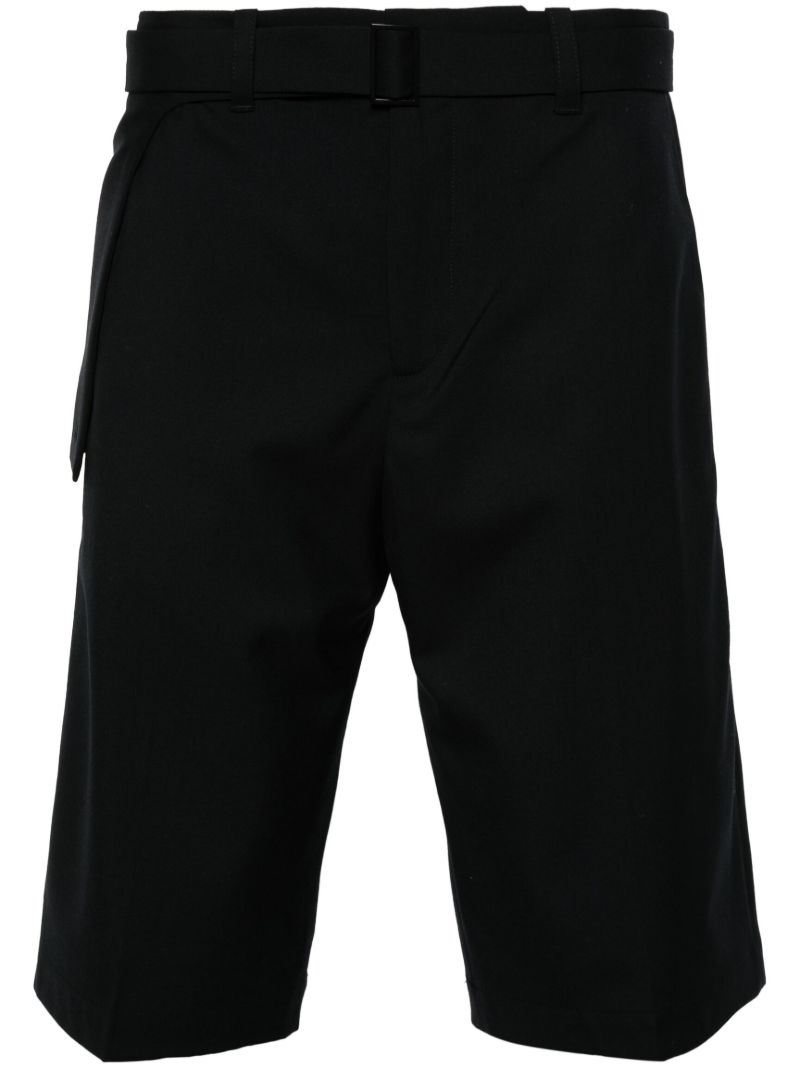Black Twill Belted Shorts